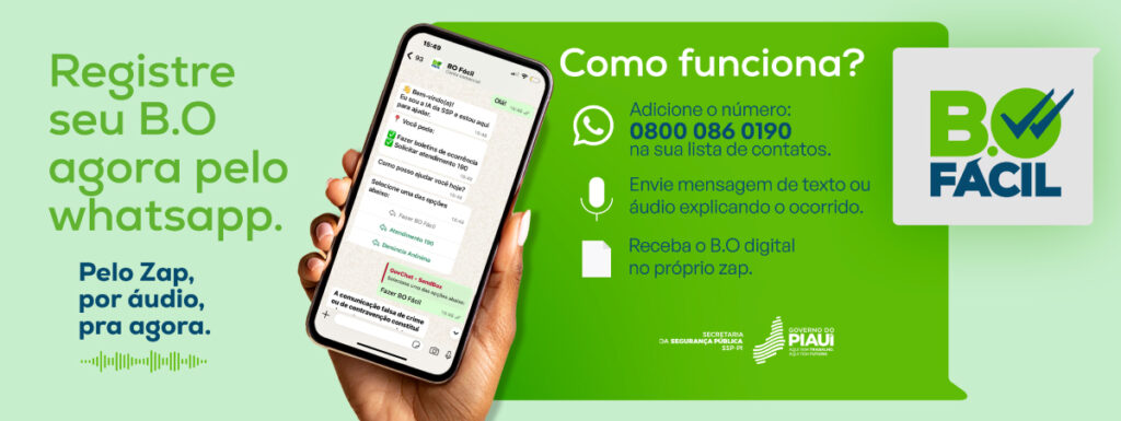 Piauí lança primeiro serviço do Brasil para registrar BO via WhatsApp na segunda (30)